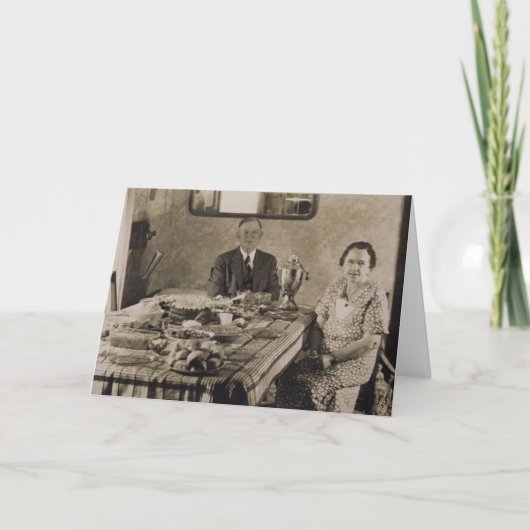 食糧およびホスピタリティのヴィンテージの写真をありがとう サンキューカード (正面)