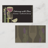 食糧およびワインのアスパラガスのシェフケイタリングビジネスカード 名刺 (正面/裏面)