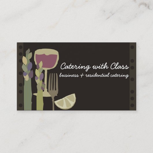 食糧およびワインのアスパラガスのシェフケイタリングビジネスカード 名刺 (正面)