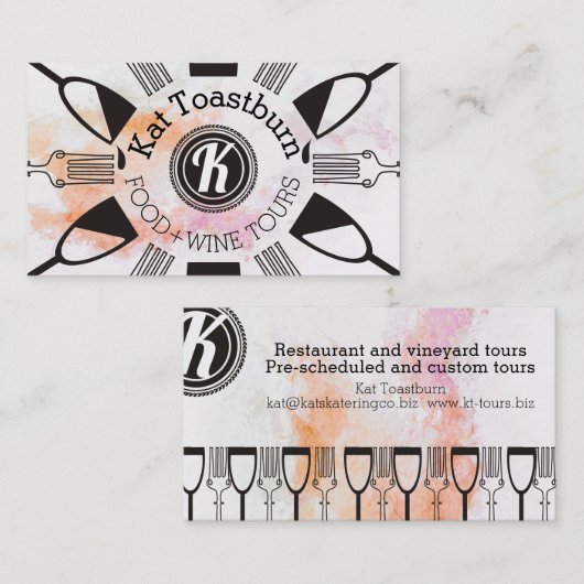 食糧およびワインの料理用のケイタリングビジネスカード 名刺 (正面/裏面)