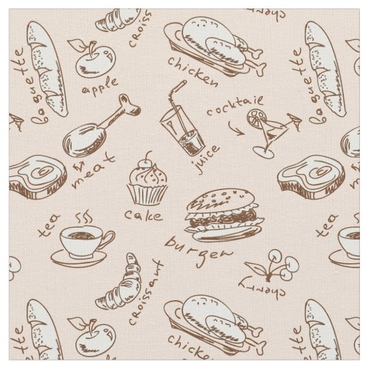 食糧が付いているパターン ファブリック (クローズアップ)