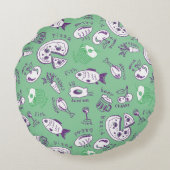 食糧が付いているパターン ラウンドクッション (裏面)