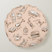 食糧が付いているパターン ラウンドクッション (裏面)