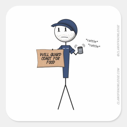 "食糧のための海岸を"ステッカー守ります スクエアシール (正面)