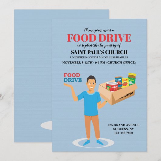 食糧ドライブ発表 案内状 (正面/裏面)