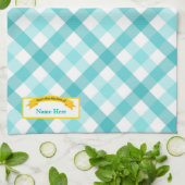 食糧ラベル-ティール（緑がかった色）の台所から キッチンタオル (折り畳み)