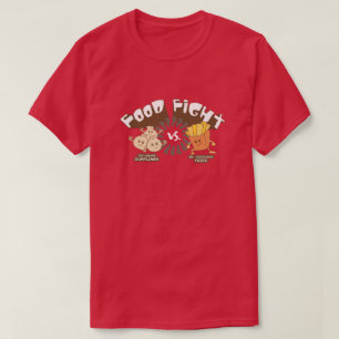 食糧戦い! ゆで団子対フライドポテトのおもしろいなしゃれ Tシャツ