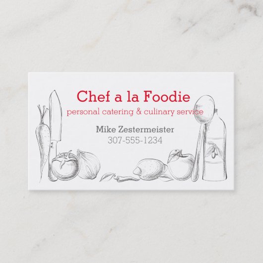 食糧炊事用具のシェフのケイタリングビジネスカード 名刺 (正面)