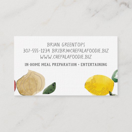 食糧炊事用具のシェフのケイタリングビジネスカード 名刺 (裏面)
