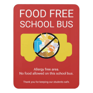 食糧自由学校制バスアレルギー安全な区域ポスター。 Cus ドアサイン
