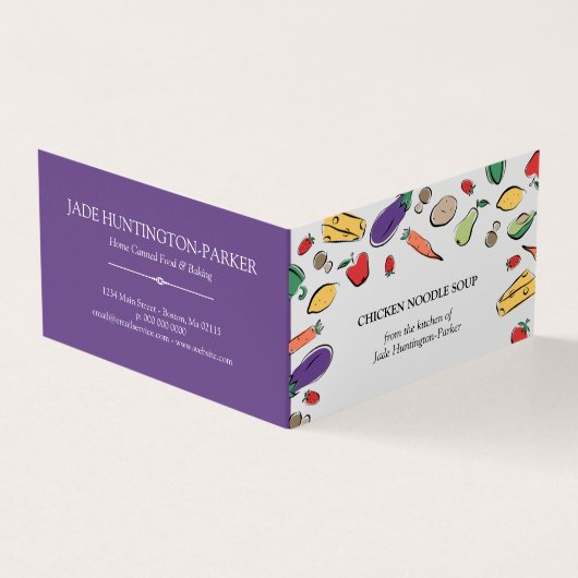 食糧落書き-紫色の手製の食糧こつのラベル 名刺 (外部)