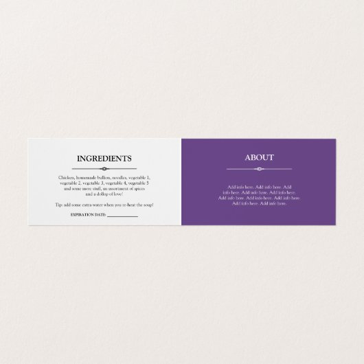 食糧落書き-紫色の手製の食糧こつのラベル 名刺 (内部フラット)