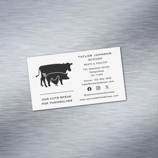 食肉市場 牛 豚 鳥 ソーシャルメディア マグネット名刺 (インサイチュ)