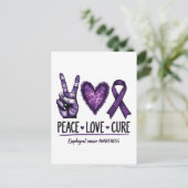 食道がん認識度片パープルリボン インビテーションポストカード (スタンド正面)