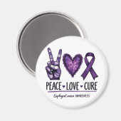 食道がん認識度片パープルリボン マグネット (正面/裏面)