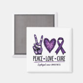 食道がん認識度片パープルリボン マグネット (正面/裏面)