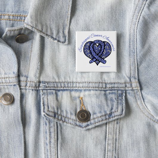 食道癌モザイクハート帯 缶バッジ (インサイチュ)