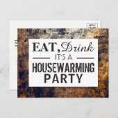 食飲み 新居祝いパーティー ダートブラウン ご招待 インビテーションポストカード (正面/裏面)