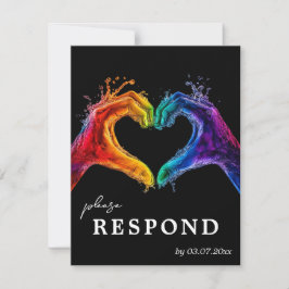 🌈食❤️用選択ハートのプライド結婚で 出欠カード