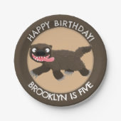 飢えおもしろいた狼のパーソナライズされた誕生日 ペーパープレート (正面)