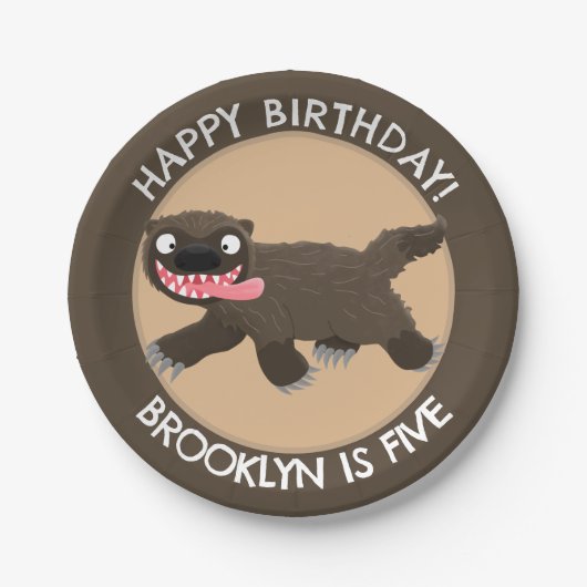 飢えおもしろいた狼のパーソナライズされた誕生日 ペーパープレート (正面)