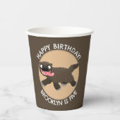 飢えおもしろいた狼のパーソナライズされた誕生日 紙コップ (正面)