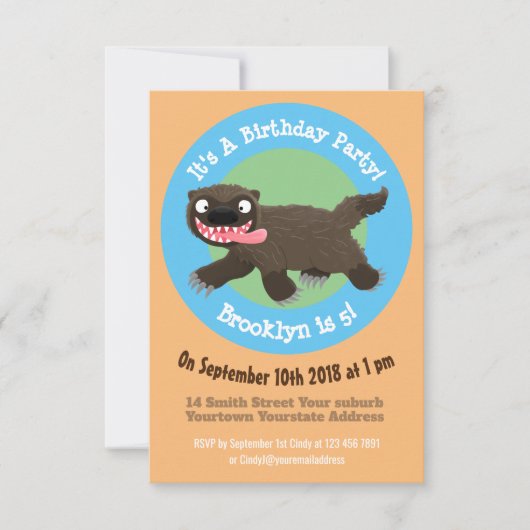 飢えおもしろいた狼の動物の漫画 招待状 (正面)