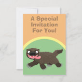 飢えおもしろいた狼の動物の漫画 招待状 (裏面)