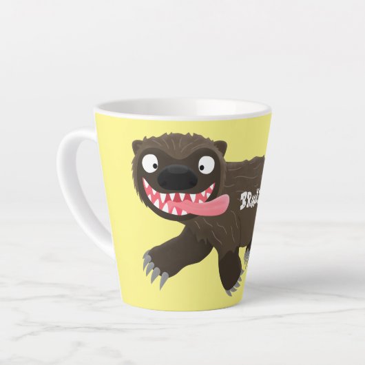 飢えおもしろいた狼の動物漫画 カフェラテマグ (左アングル)