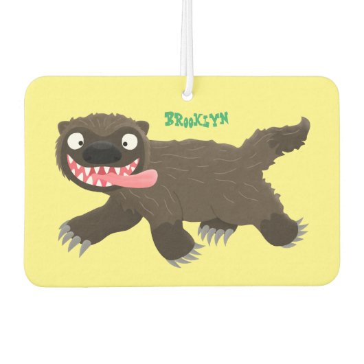 飢えおもしろいた狼の動物漫画 カーエアーフレッシュナー (正面)