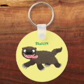 飢えおもしろいた狼の動物漫画 キーホルダー (正面)