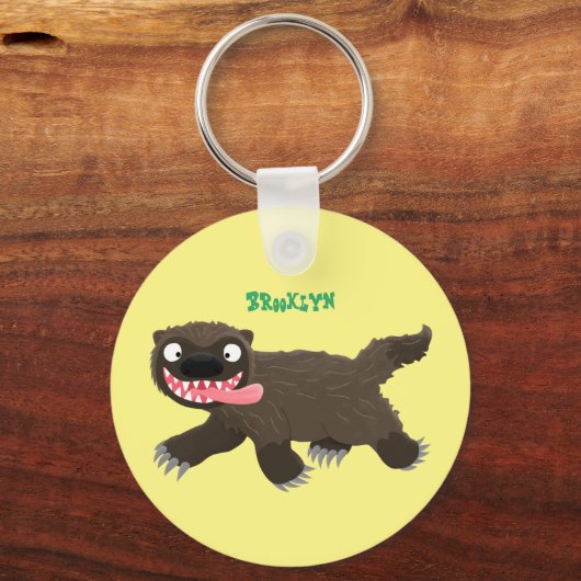 飢えおもしろいた狼の動物漫画 キーホルダー (正面)