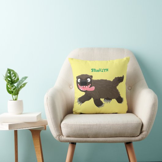 飢えおもしろいた狼の動物漫画 クッション (椅子)