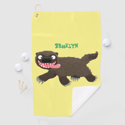 飢えおもしろいた狼の動物漫画 ゴルフタオル (インサイチュ)