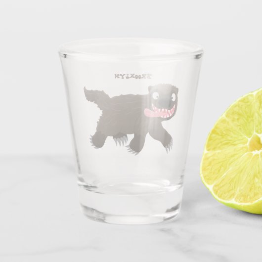 飢えおもしろいた狼の動物漫画 ショットグラス (裏面)