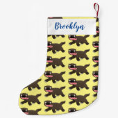 飢えおもしろいた狼の動物漫画 スモールクリスマスストッキング (裏面)