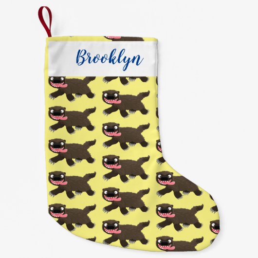 飢えおもしろいた狼の動物漫画 スモールクリスマスストッキング (正面)