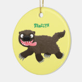 飢えおもしろいた狼の動物漫画 セラミックオーナメント (左)