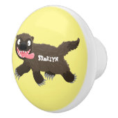 飢えおもしろいた狼の動物漫画 セラミックノブ (右)