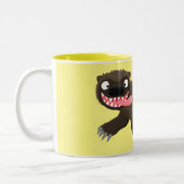 飢えおもしろいた狼の動物漫画 ツートーンマグカップ (左)