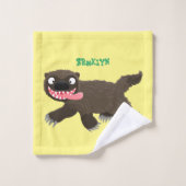 飢えおもしろいた狼の動物漫画 バスタオルセット (ウォッシュタオル)