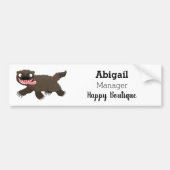 飢えおもしろいた狼の動物漫画 バンパーステッカー (正面)