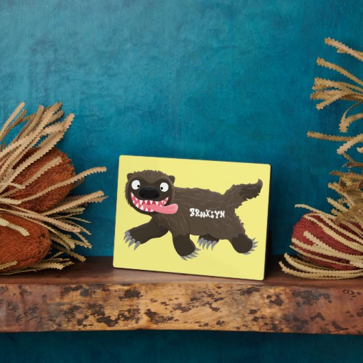 飢えおもしろいた狼の動物漫画 フォトプラーク (側面)