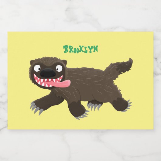 飢えおもしろいた狼の動物漫画 フードラベル (シングルラベル)