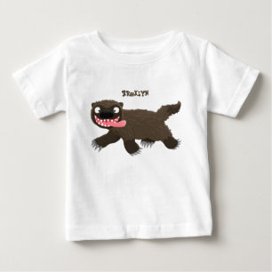 飢えおもしろいた狼の動物漫画 ベビーTシャツ