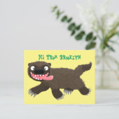 飢えおもしろいた狼の動物漫画 ポストカード (スタンド正面)