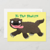 飢えおもしろいた狼の動物漫画 ポストカード (正面/裏面)