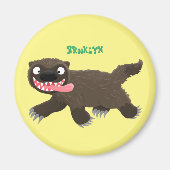 飢えおもしろいた狼の動物漫画 マグネット (正面)