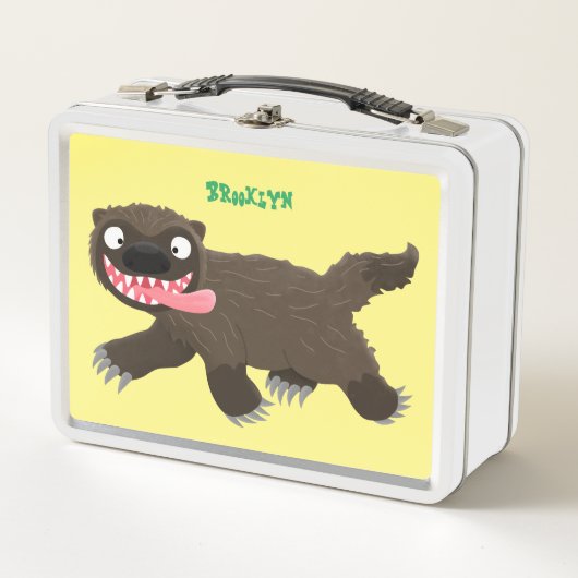飢えおもしろいた狼の動物漫画 メタルランチボックス (正面)