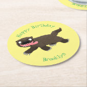 飢えおもしろいた狼の動物漫画 ラウンドペーパーコースター (アングル)